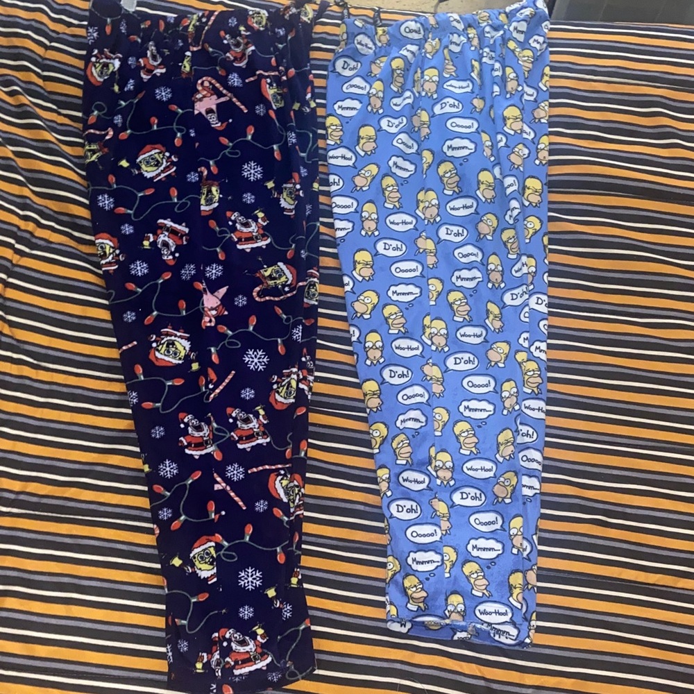 SpongeBob SquarePants/The Simpsons Men’s Polyester Pajama Bottoms Navy & Purple